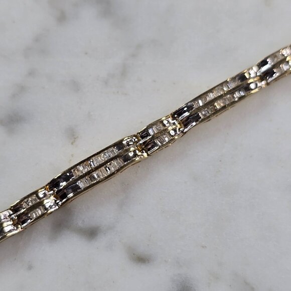 Womens Vintage Estate 10K Gold Diamond Tennis Bracelet 6.5g E3768